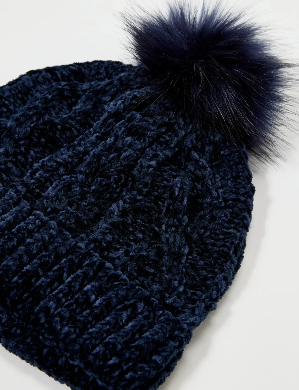 Navy Plain Knit Ribbed Hat