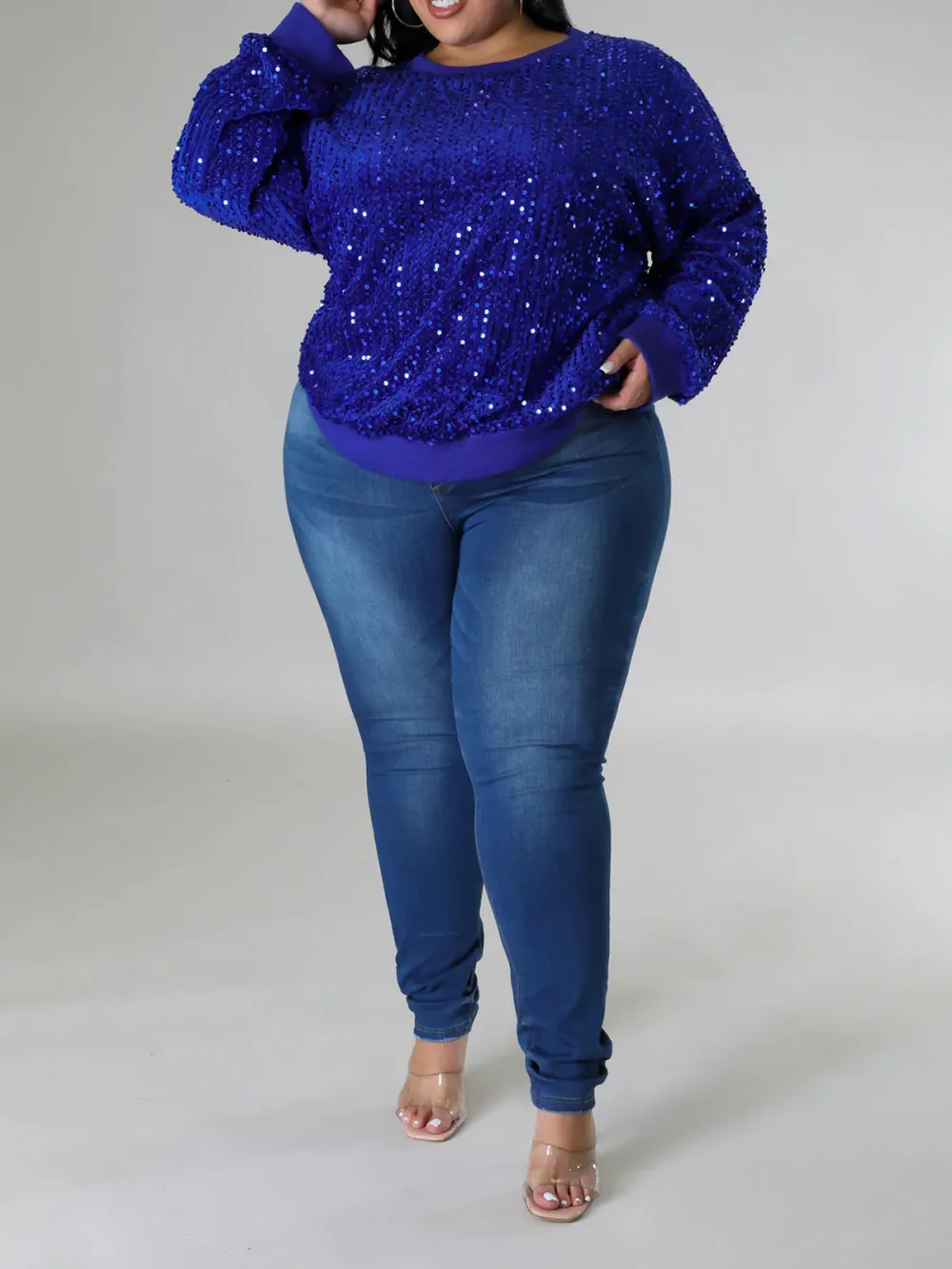 Plus Size Women'S Fashion Sequin Suit