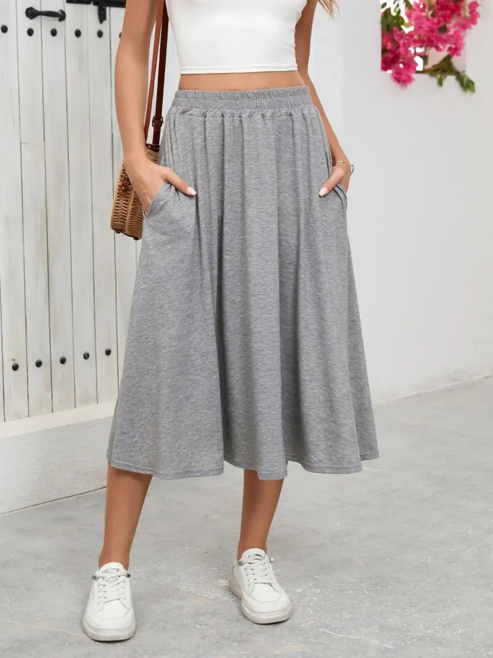 Elastic Waist Pockets La Skirt