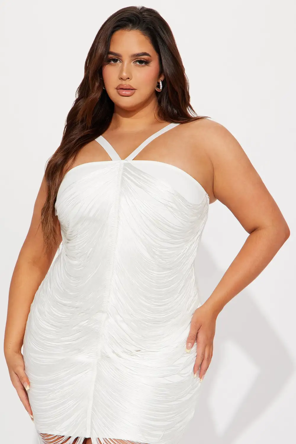 Daisy Fringe Mini Dress - White