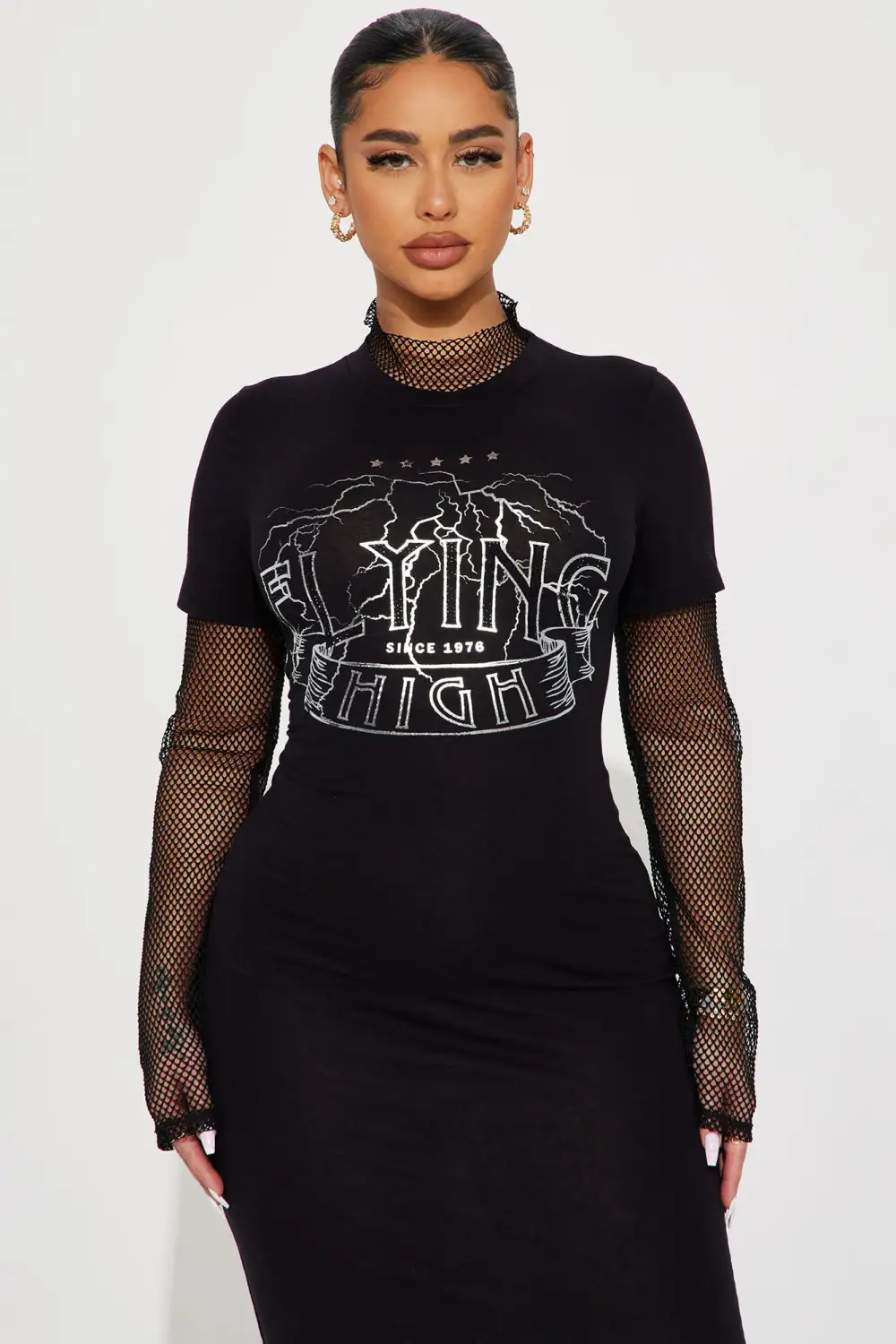 Flying High Maxi Dress - Black/Silver