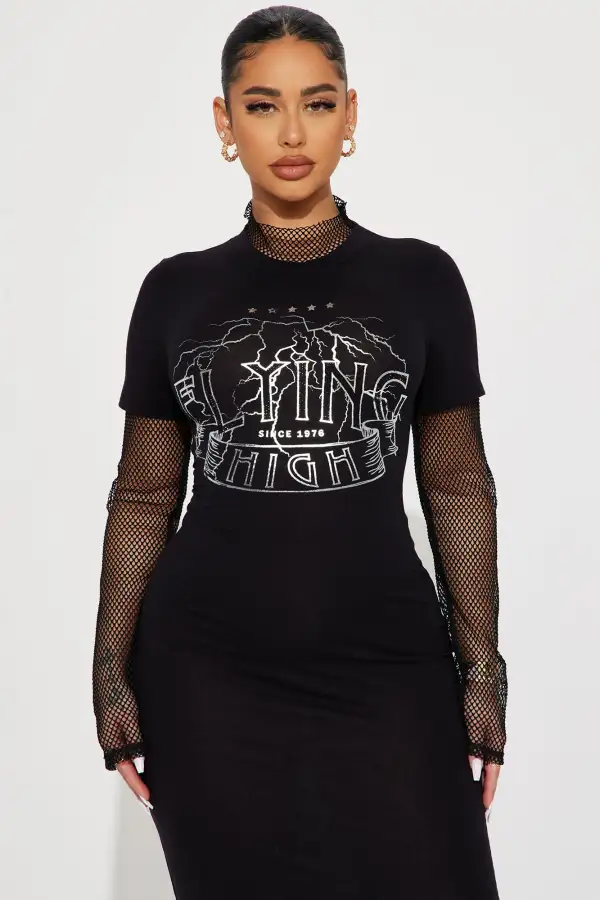 Flying High Maxi Dress - Black/Silver