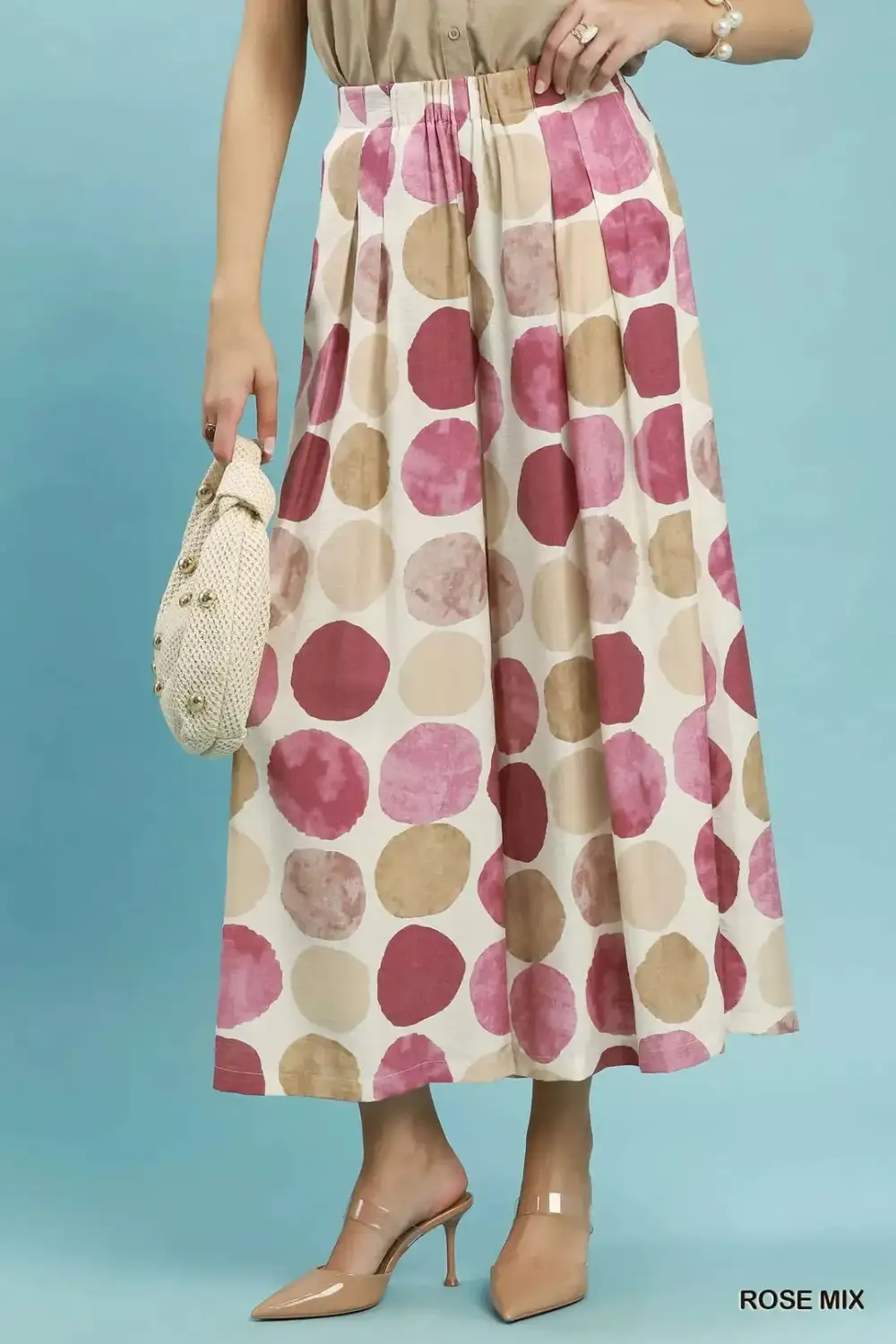 Dot Print Wide Leg Pants