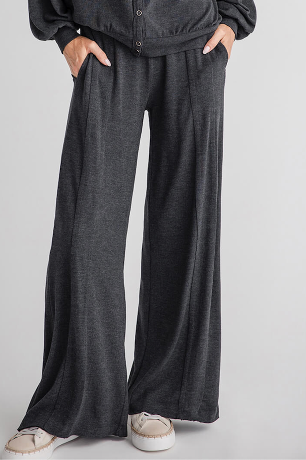 Risen Wideleg Jersey Pants - charcoal grey