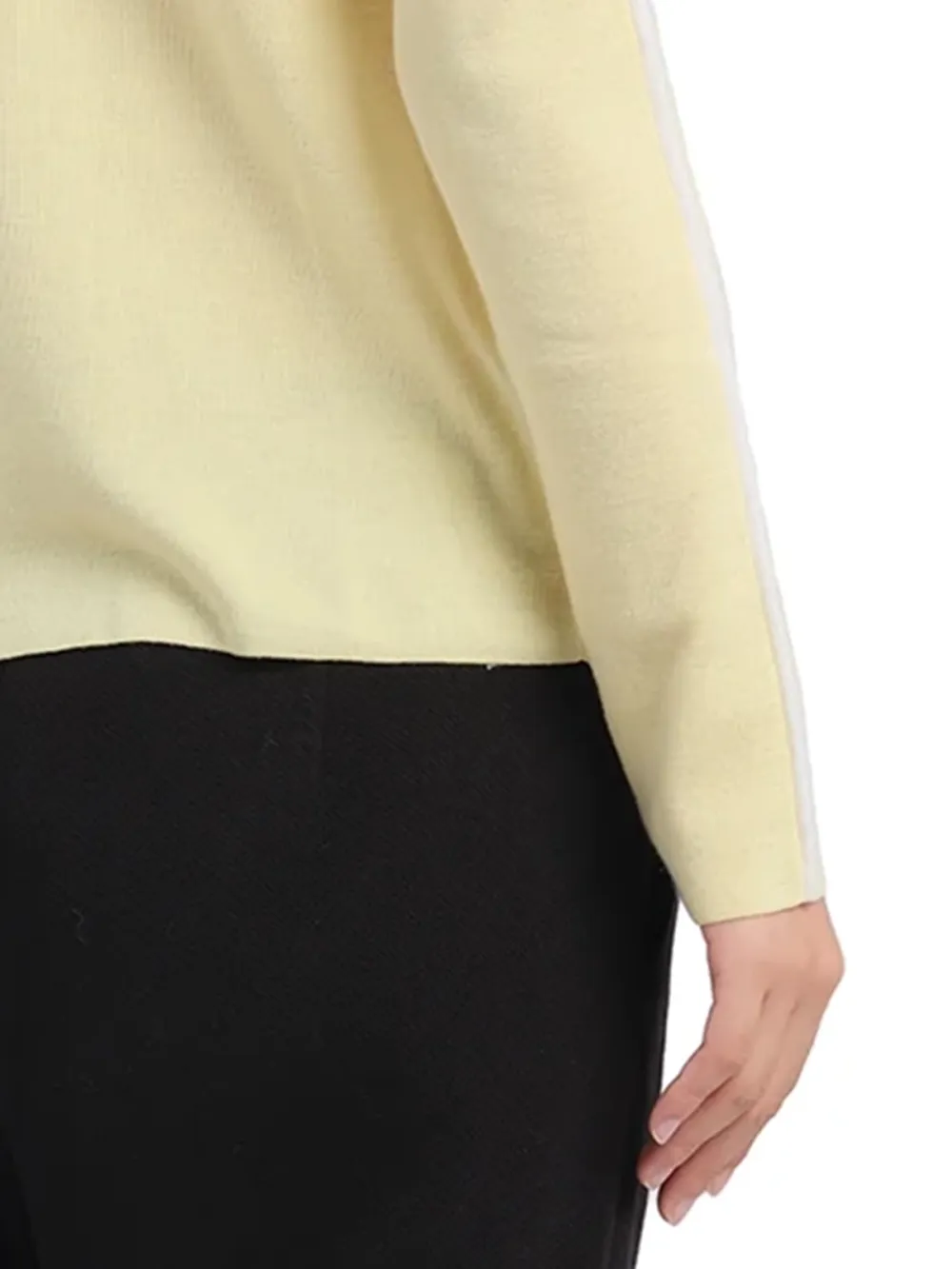 Contrast - Trimmed Turtle Neck Knit Top