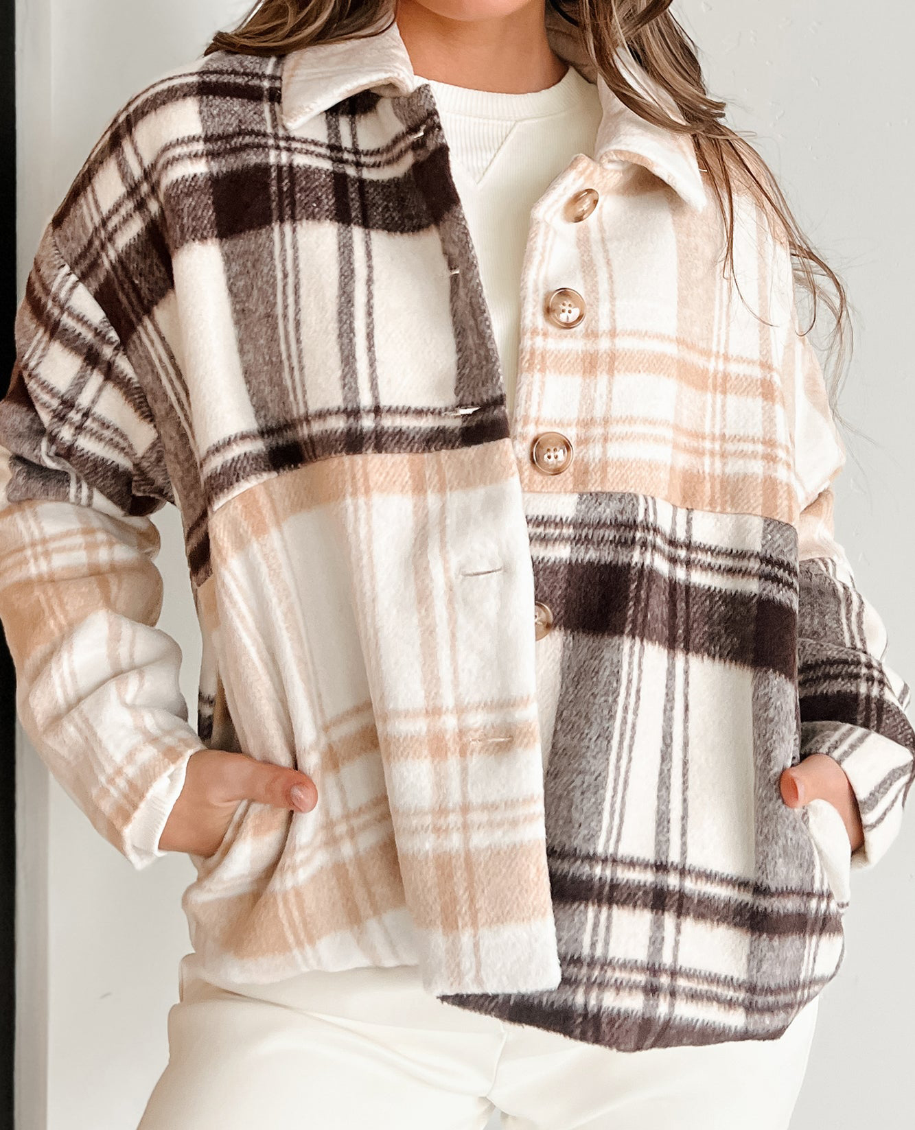 Autumn Harvest Mixed Plaid Oversized Jacket