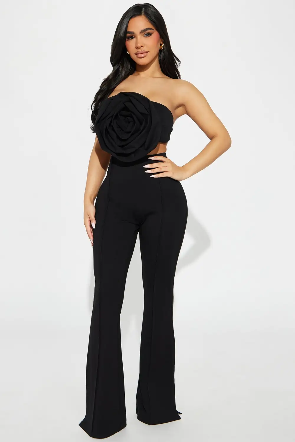 India Rose Pant Set - Black