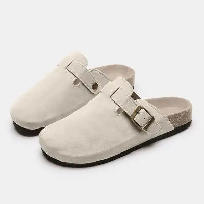 Buckle Suede Slides