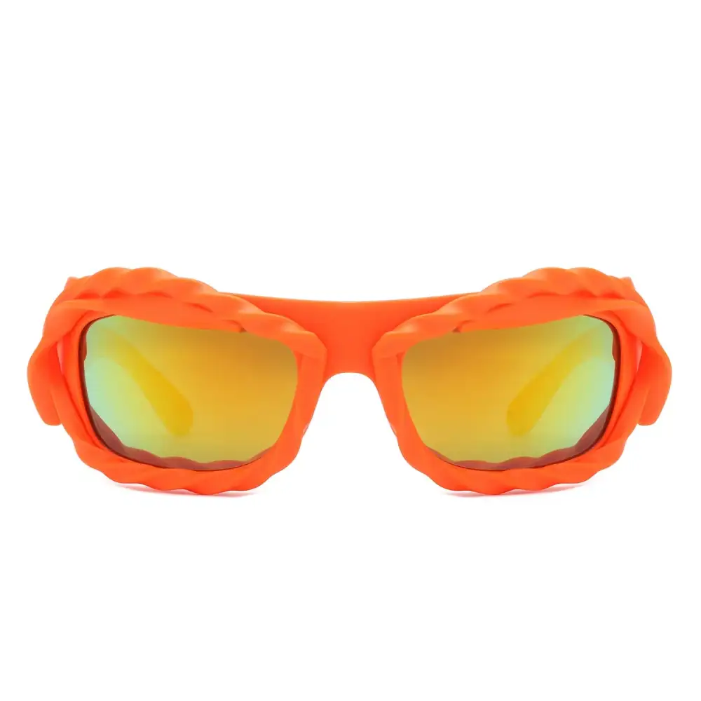 Glossy Rectangle Frame Sunglasses