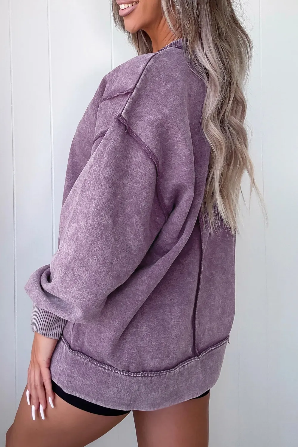 Relaxed Mineral Wash Exposed Seam Side Slit Sweatshirt