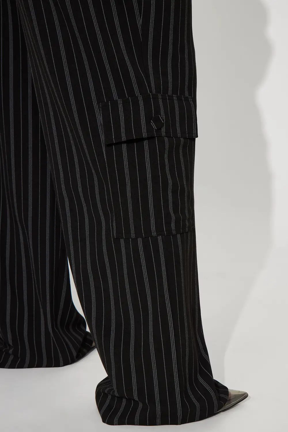 Heidy Pinstripe Vest Pant Set - Black