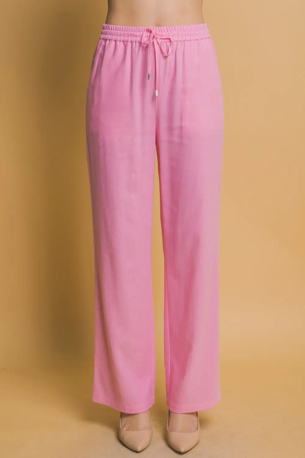 Modern Roomy Linen Blend Smocked Casual Pants