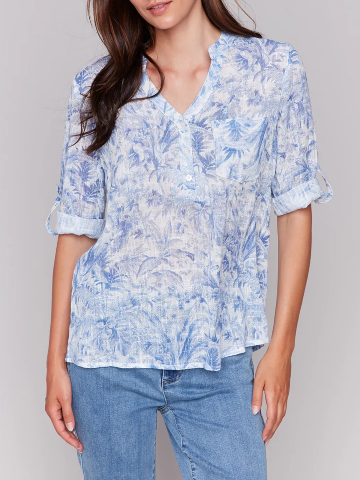 Artistic Cotton V-Neck Short Sleeves