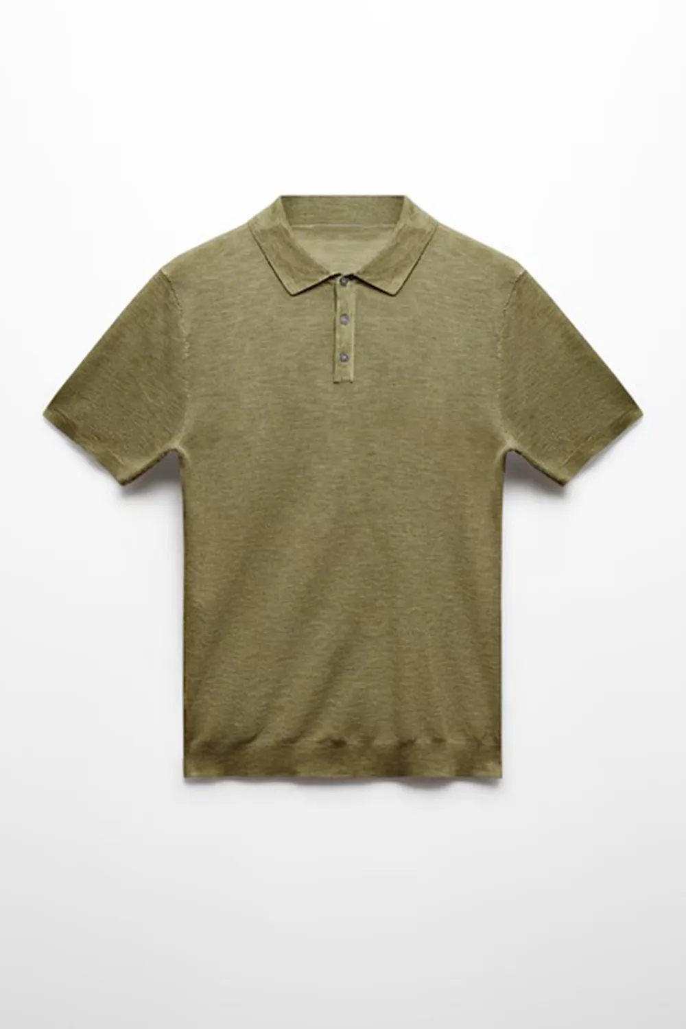 Buttoned Micro-Structure Knitted Polo Shirt