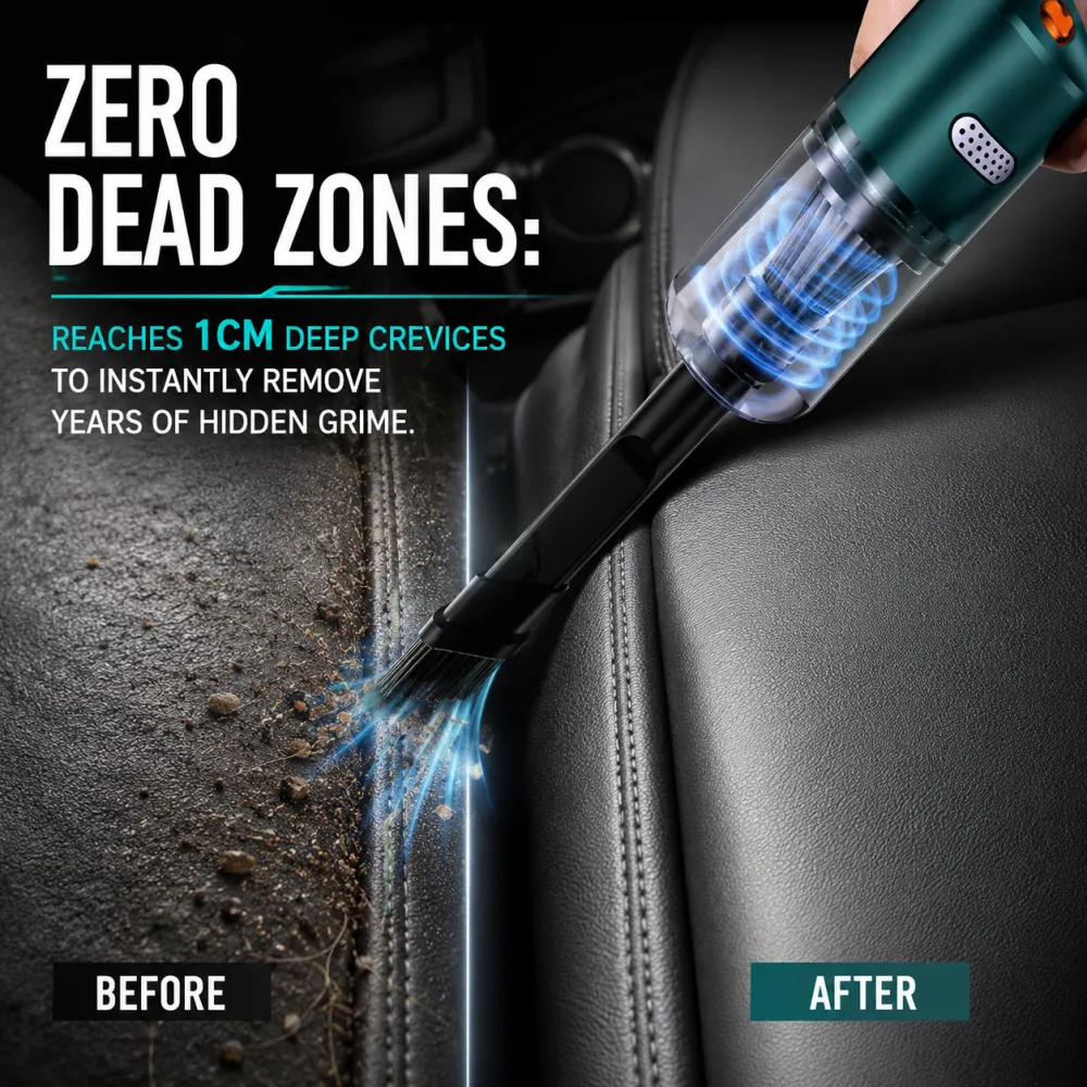 Cordless car vacuum cleaner -10000Pa suction, lightweight, long battery life!