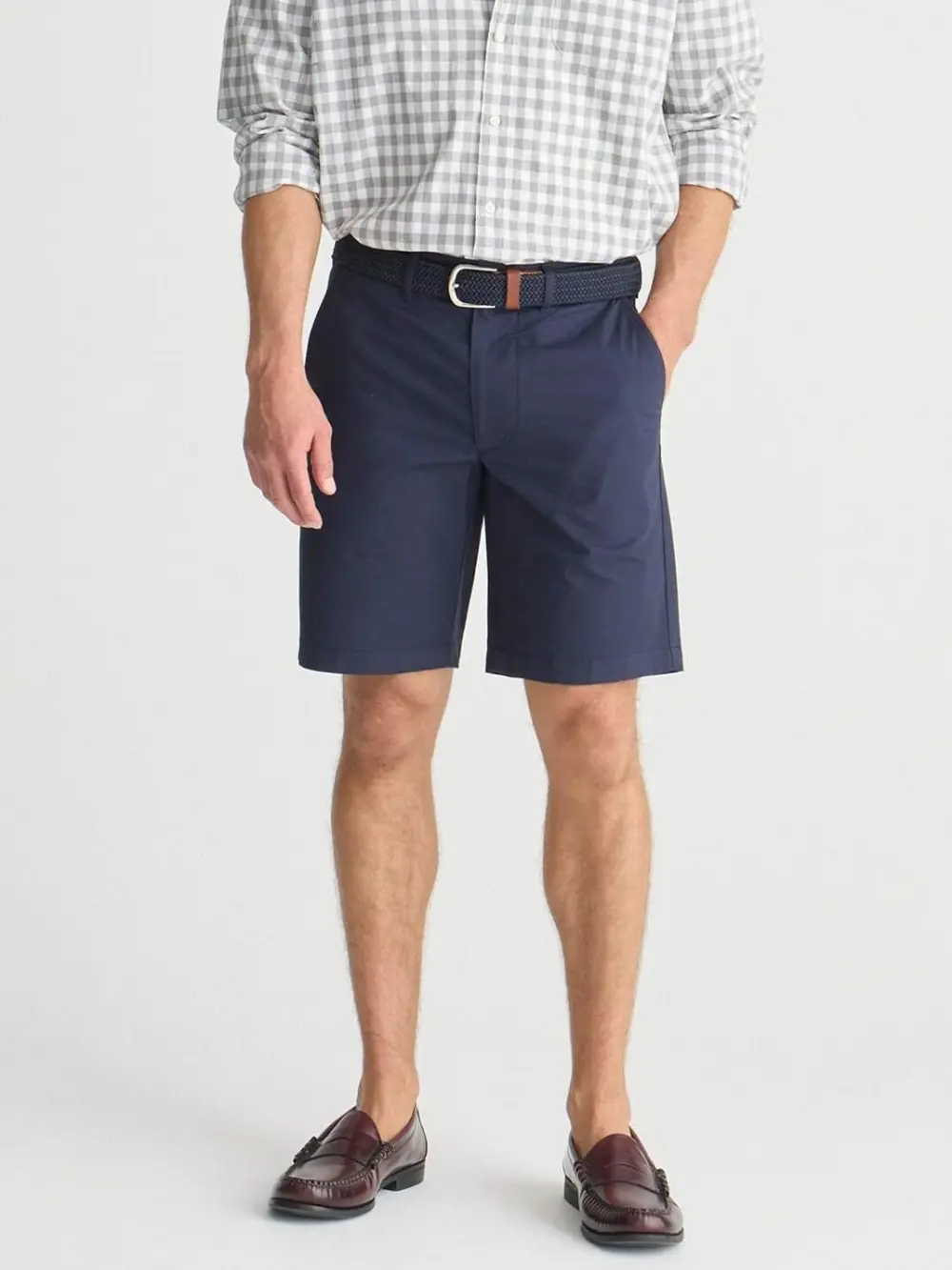 Navy Blue Belt Ready Men's Casual Shorts