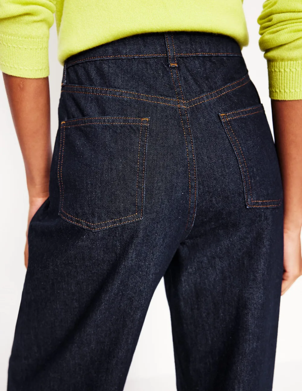 Dark Blue Mid - Rise Fluid Denim Pants