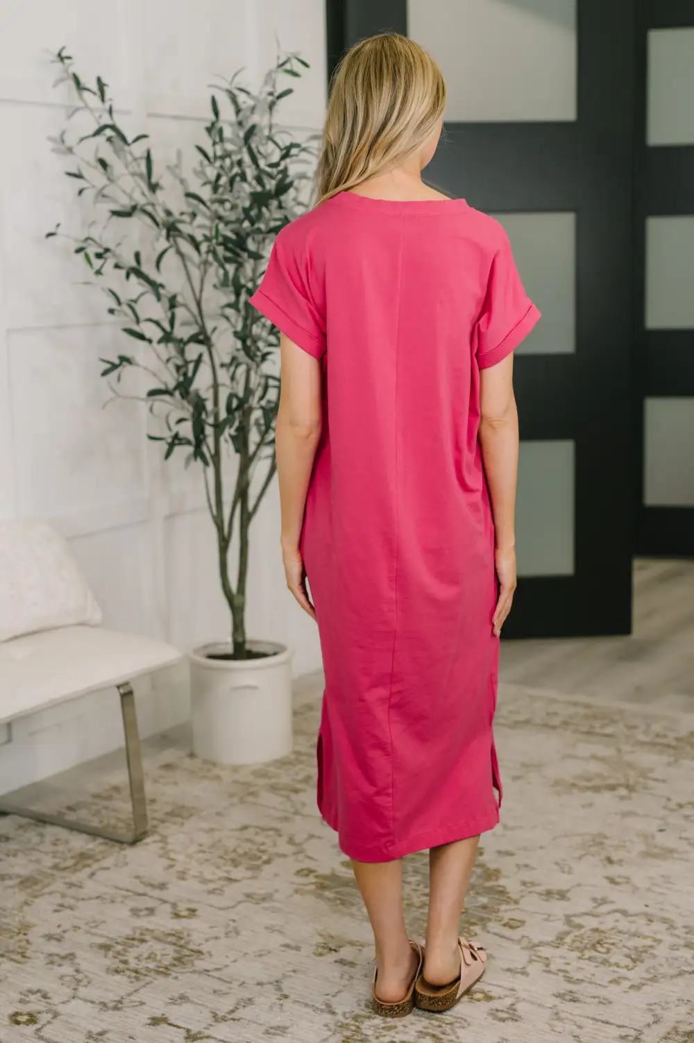 Easy Fit Short Sleeve Midi Dress