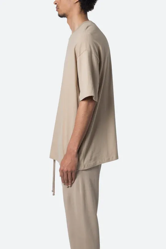 KHAKI OVERSIZED CREW-NECK T-SHIRT