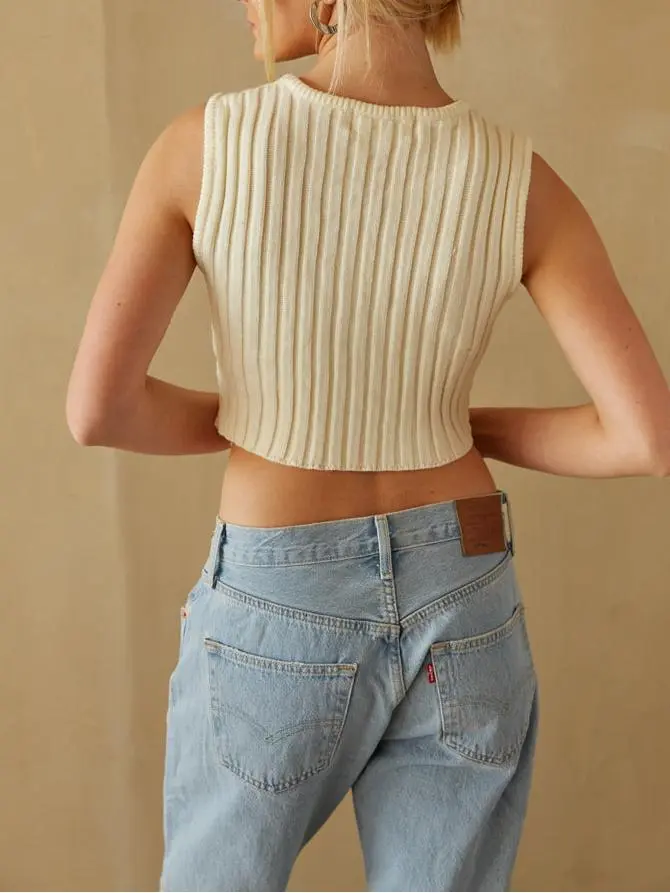 Sleeveless Knit Sweater Tank Top