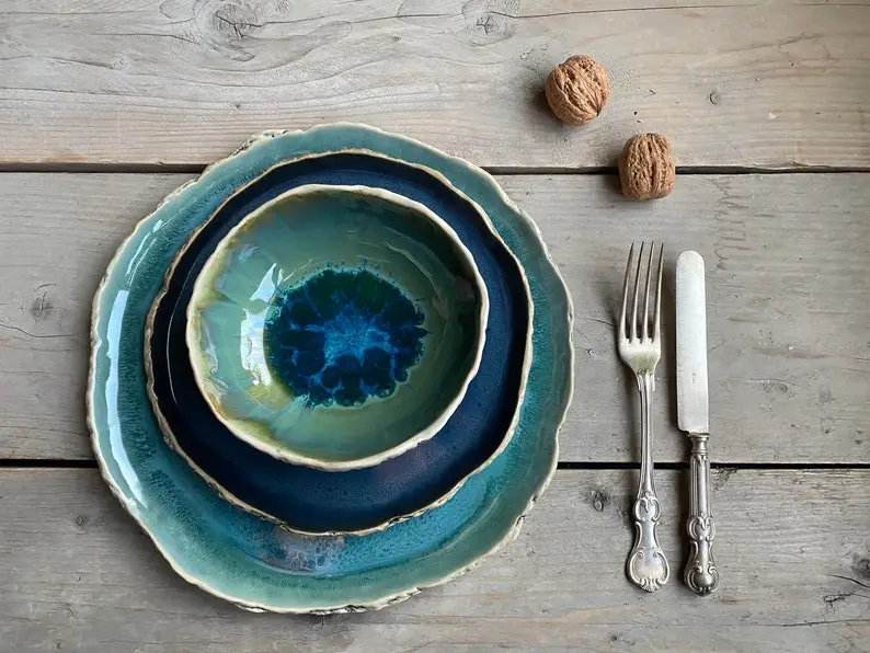 Unique dinner set Organic shaped Handmade ceramics New Colors! Fine dining pottery