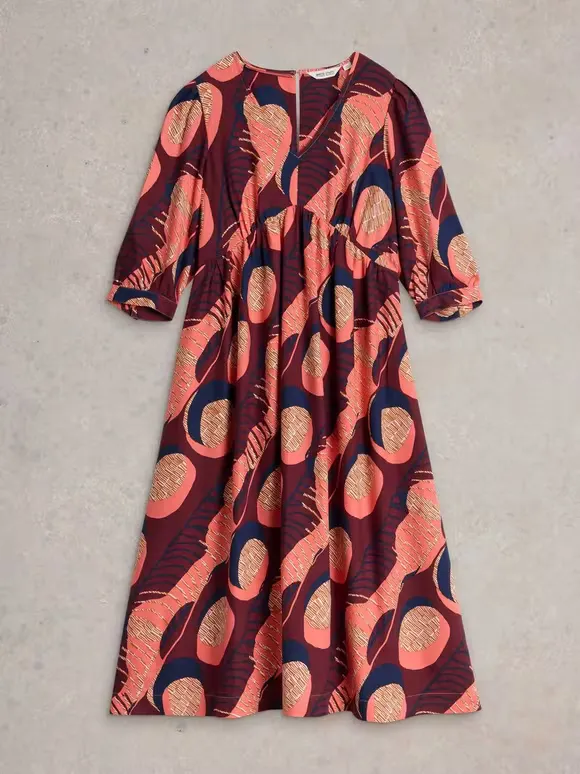 Midi Printed Dress In Teal Print