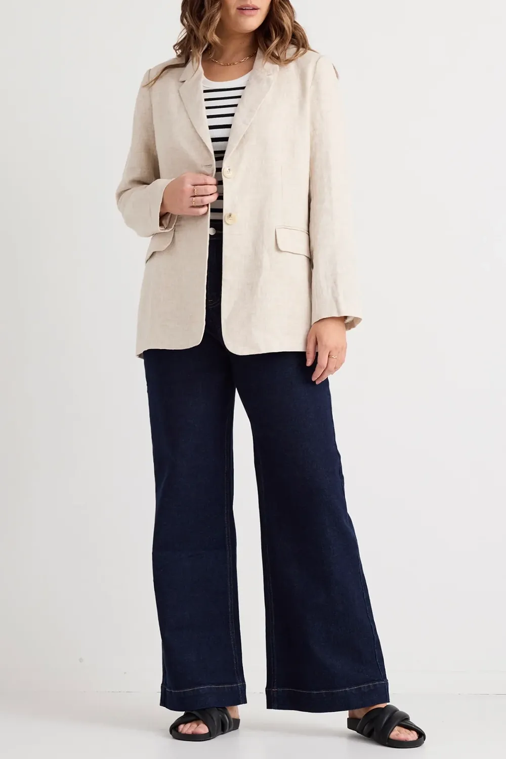 Natural Linen Single - Breasted Blazer