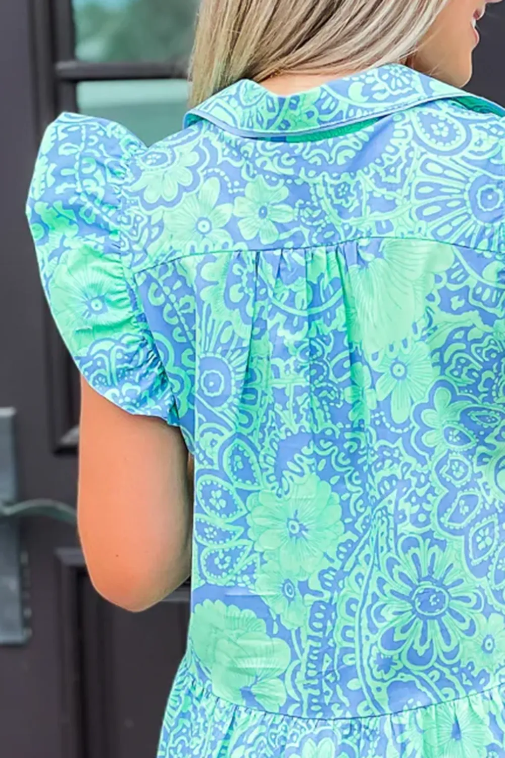New Mint Green Lapel Dress