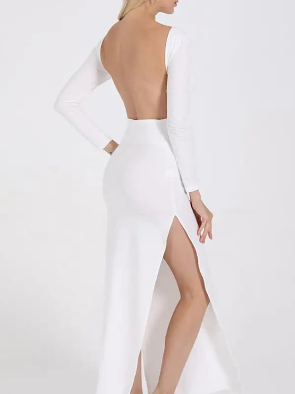 Backless Long Neck Maxi Dress
