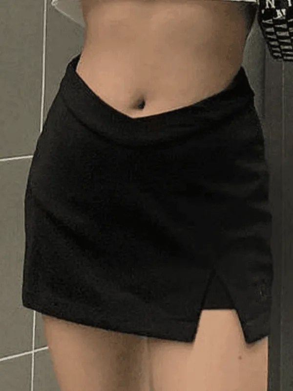Lined Split Mini Skirt