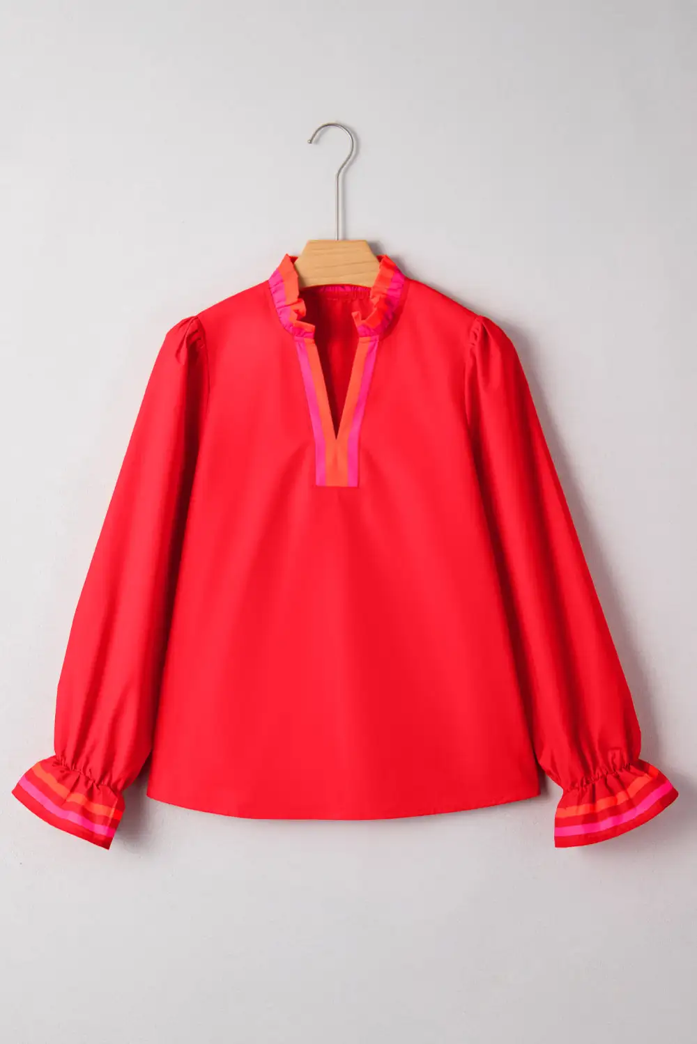 Ruffle Sleeve Long Sleeve Blouse
