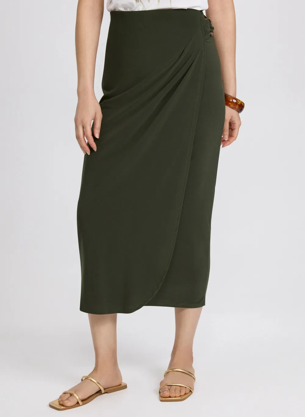Irregular Pleated A-Line Skirt In Army