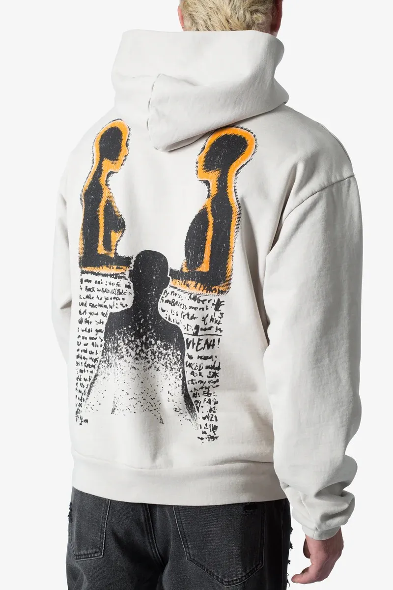 LIGHT GREY COLORED EMBROIDERED HOODIE