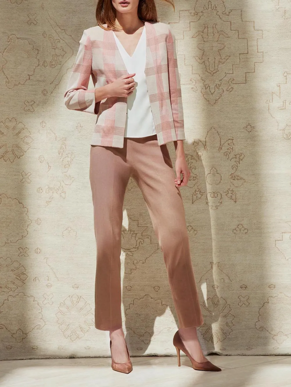 Checkered V-Neck Jacket