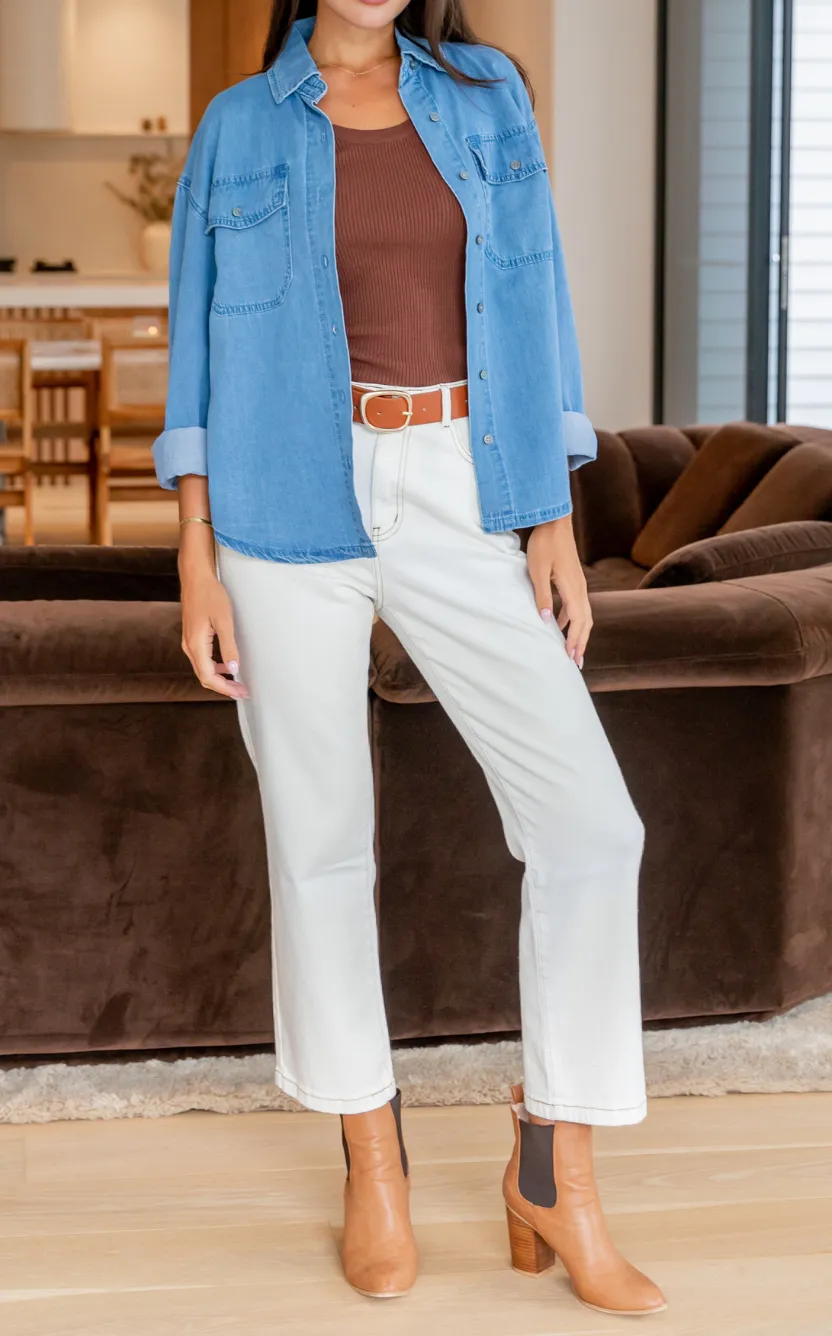 Relaxed Chambray Button Shirt