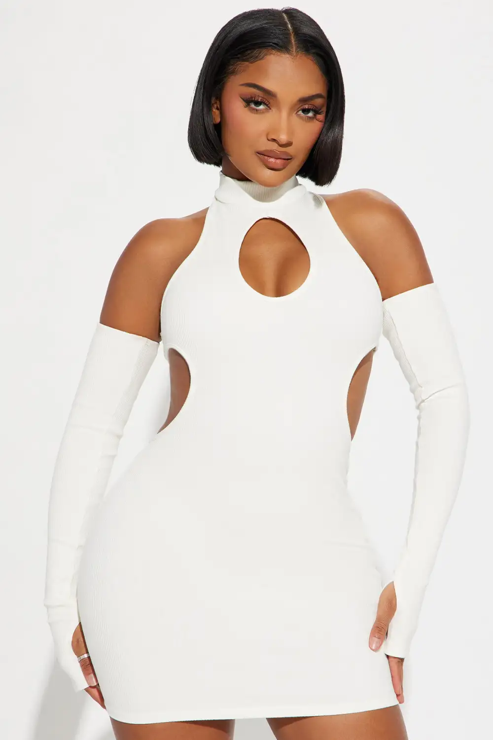 Nia Snatched Mini Dress - Off White