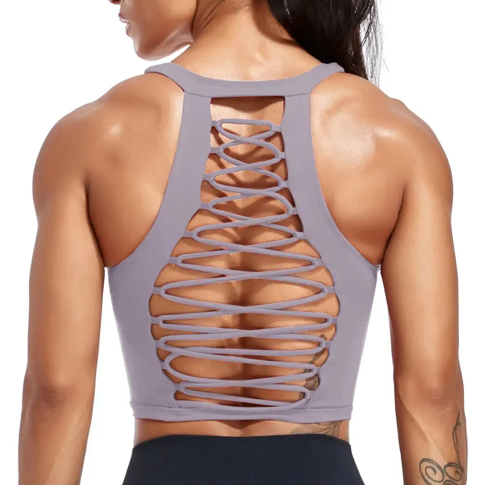 V-Neck Sports Bra with Decorative Straps