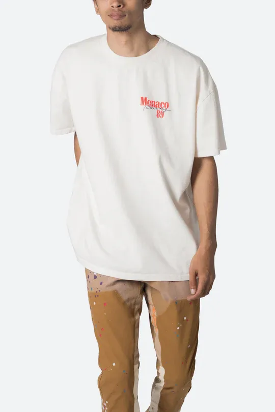 WHITE VINTAGE STYLE MONACO T-SHIRT