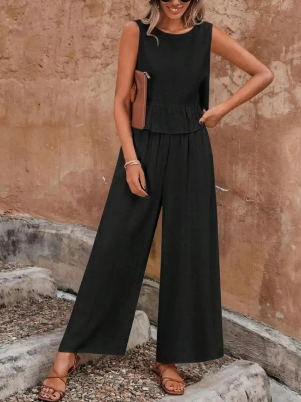 Ruffle Wide Leg Jumpsuit