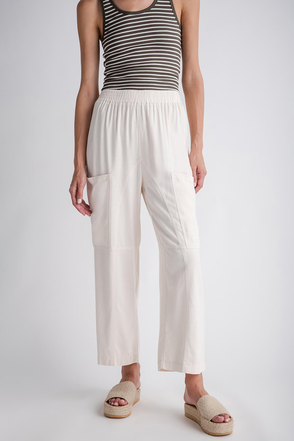 So Me Textured Slouchy Wide Leg Pants - natural