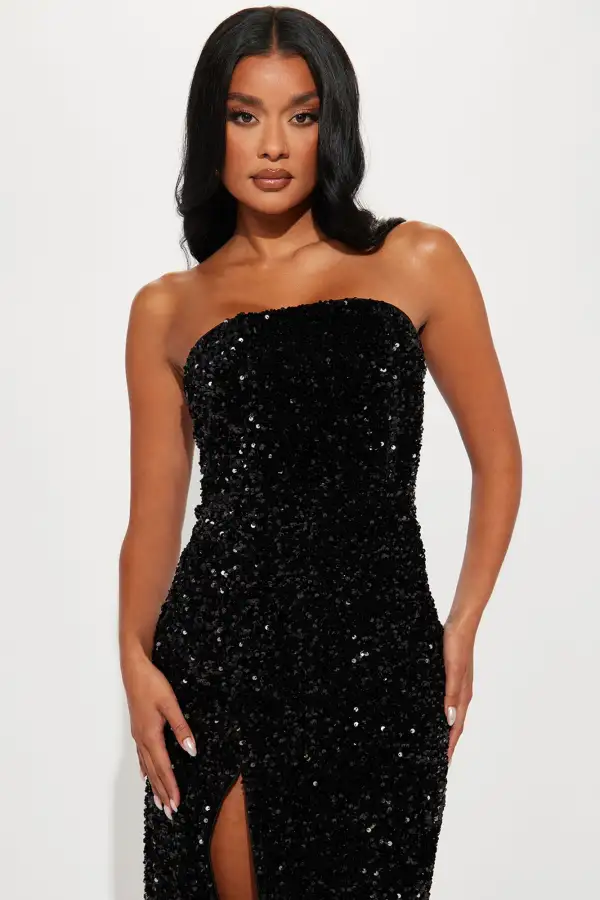 The One Sequin Maxi Dress - Black