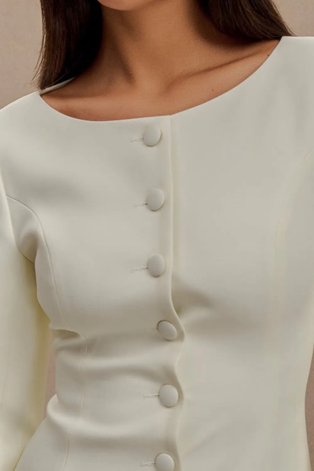 Boat Neck Suiting Mini Dress