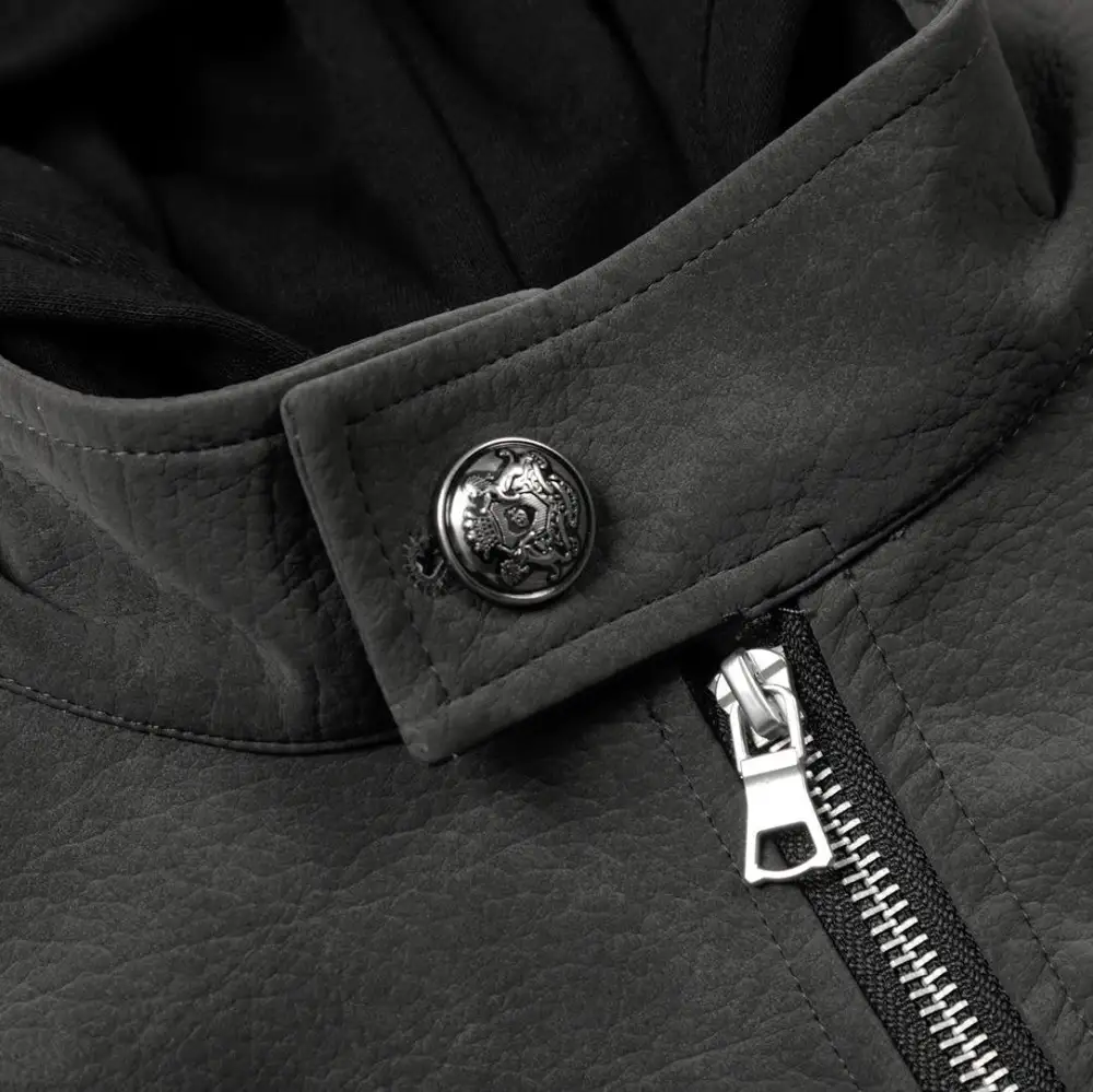 Hooded Leather Layer Jacket