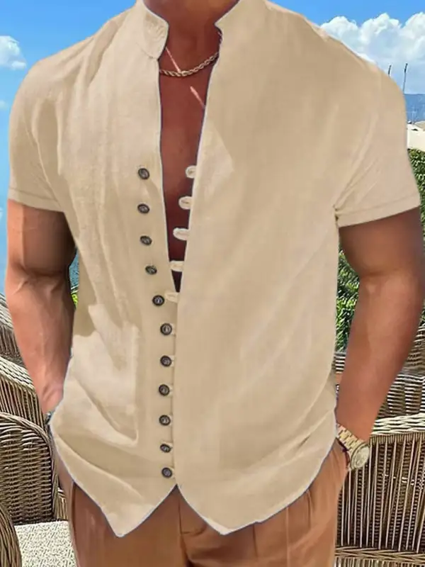 Collared Short Sleeve Button Front Shirt