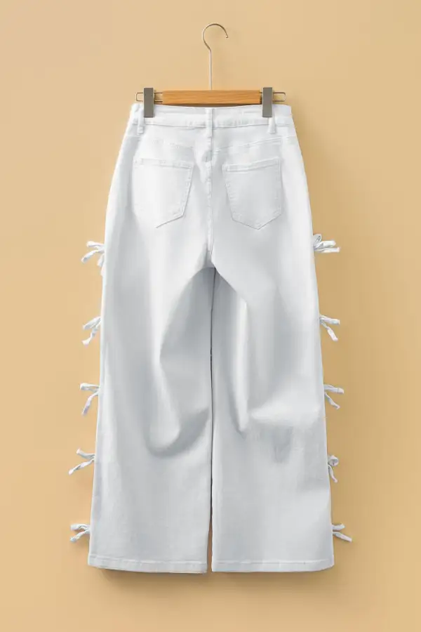 Straight Leg Loose Bow Knot Side Jeans