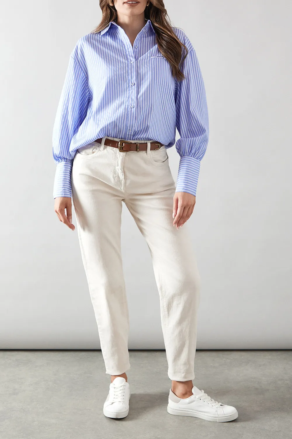 Blue Vertical Stripes Women's Loose Shirt