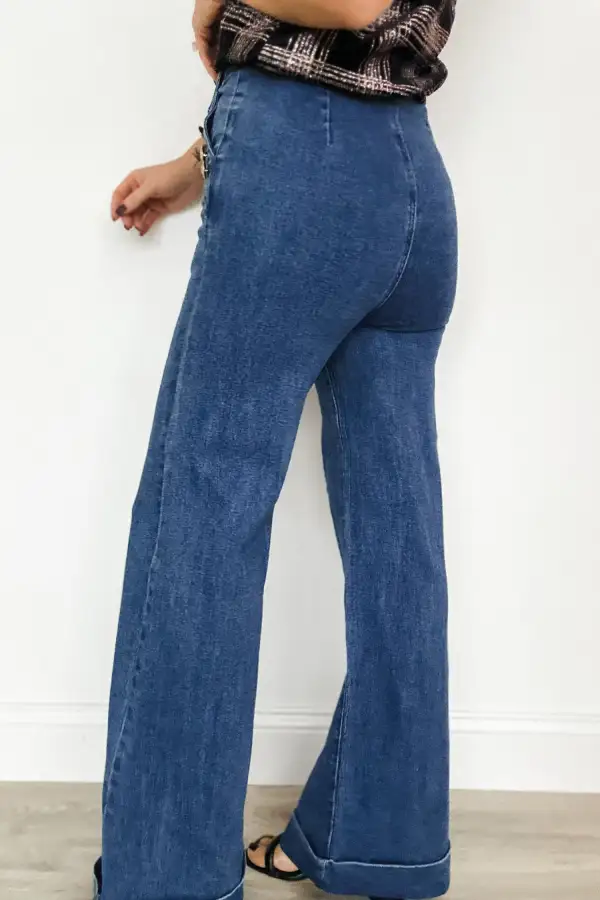 Wide Leg Denim Trousers