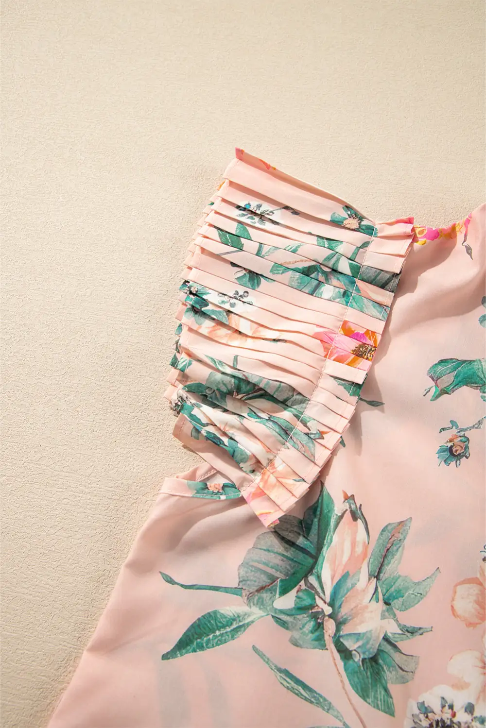Floral Frilled Pleated Blouse