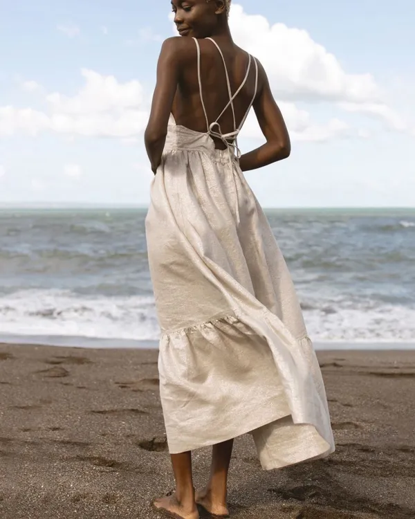 New Backless Lace-up Dress
