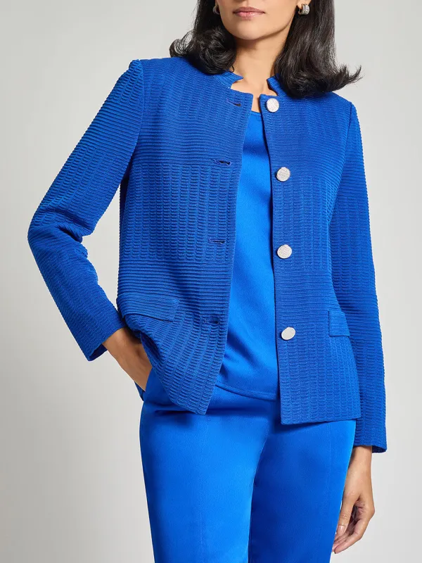 Long Sleeved Stand Up Collar Knitted Jacket